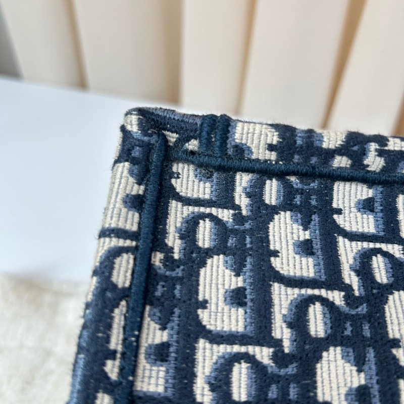DIOR 老花滿印大容量 36cm刺繡托特包手提包牛仔藍色-20