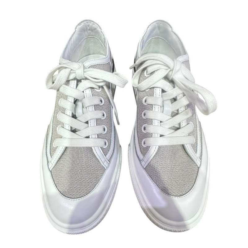 【美收精品】HERMES灰白色帆布休閒鞋 4-672-0