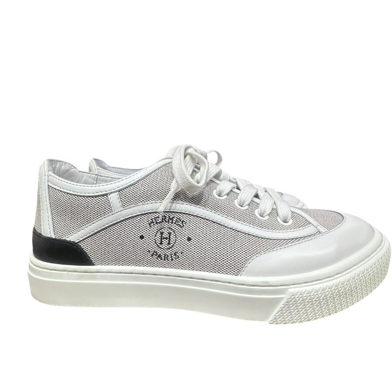 【美收精品】HERMES灰白色帆布休閒鞋 4-672-2