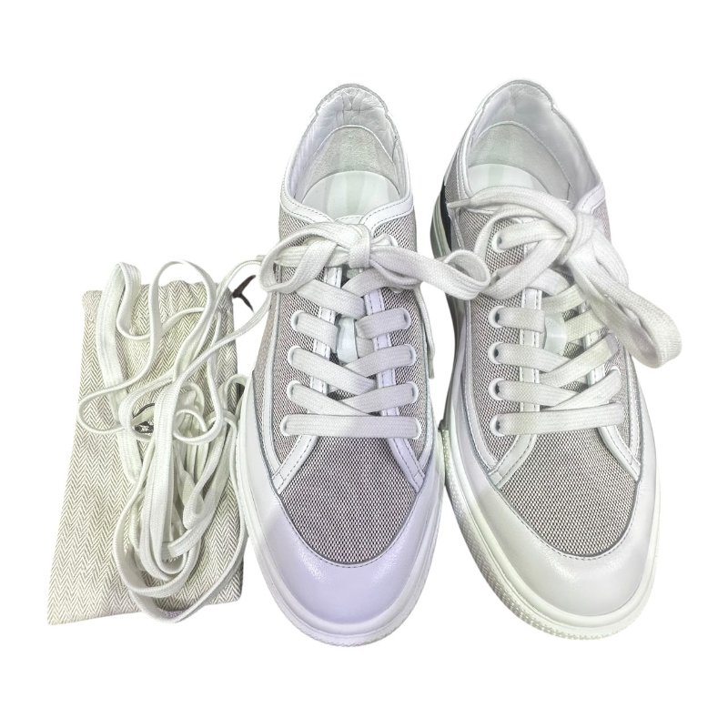 【美收精品】HERMES灰白色帆布休閒鞋 4-672-13