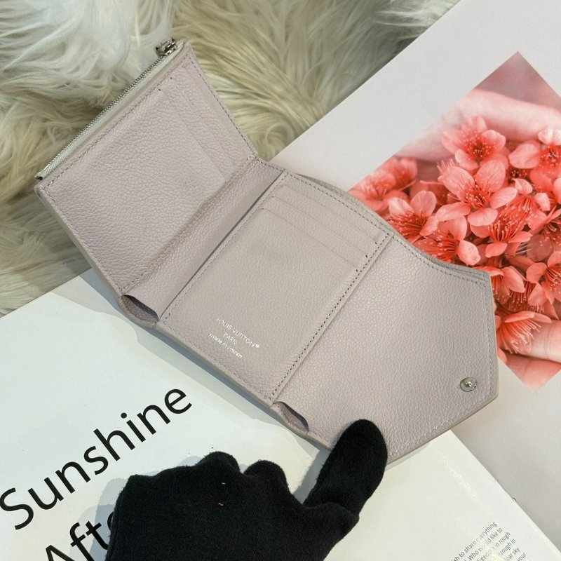 LV Victorine 灰粉色三折錢包-4