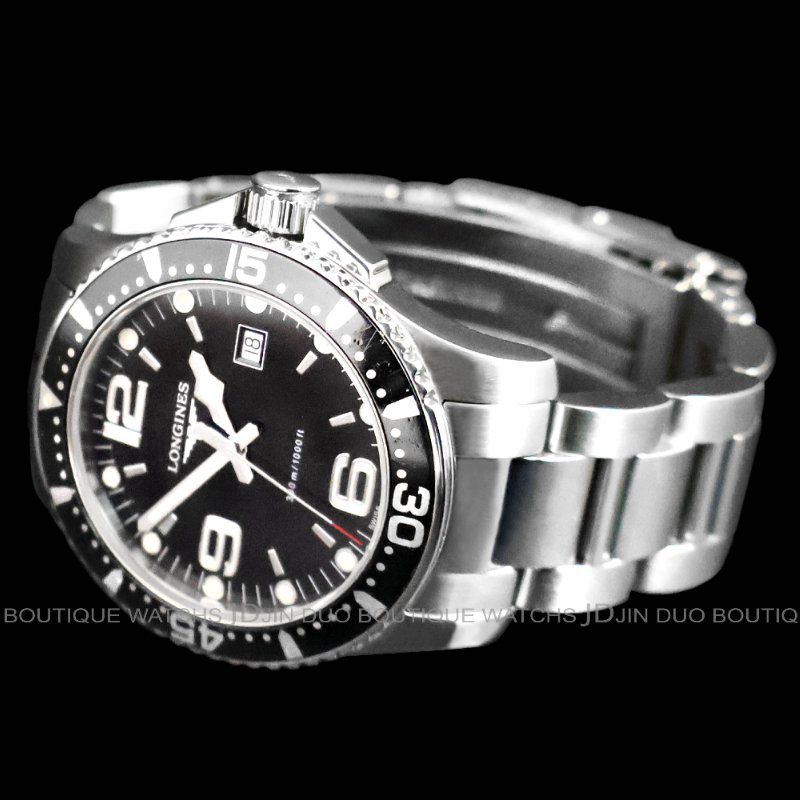 金鐸精品~W891 LONGINES 浪琴 深海征服者39mm黑色面盤石英男用潛水腕錶-3