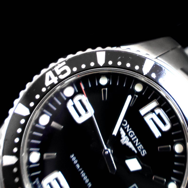 金鐸精品~W891 LONGINES 浪琴 深海征服者39mm黑色面盤石英男用潛水腕錶-7