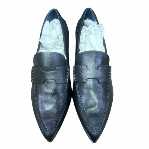 【美收精品】HERMES 黑色皮革肩頭跟鞋 4-673