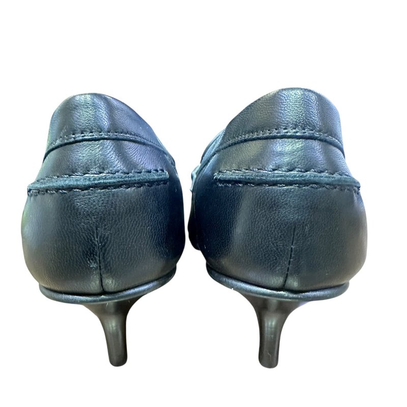 【美收精品】HERMES 黑色皮革肩頭跟鞋 4-673-3