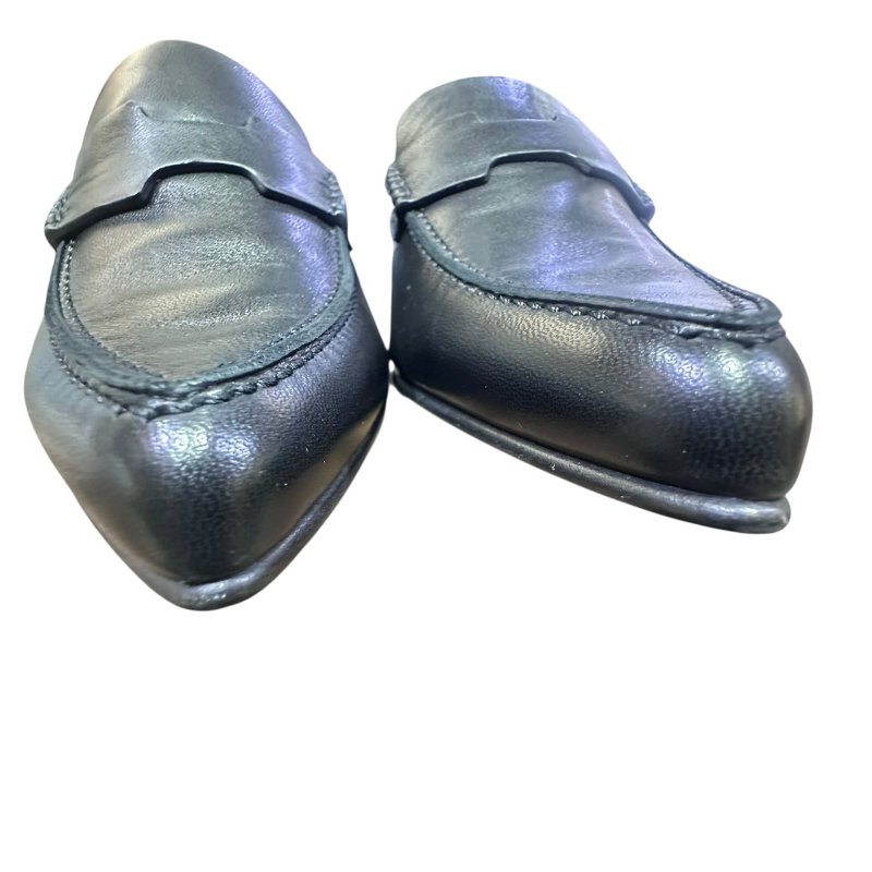 【美收精品】HERMES 黑色皮革肩頭跟鞋 4-673-5