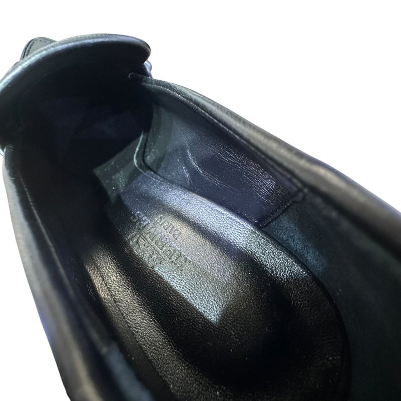 【美收精品】HERMES 黑色皮革肩頭跟鞋 4-673-9