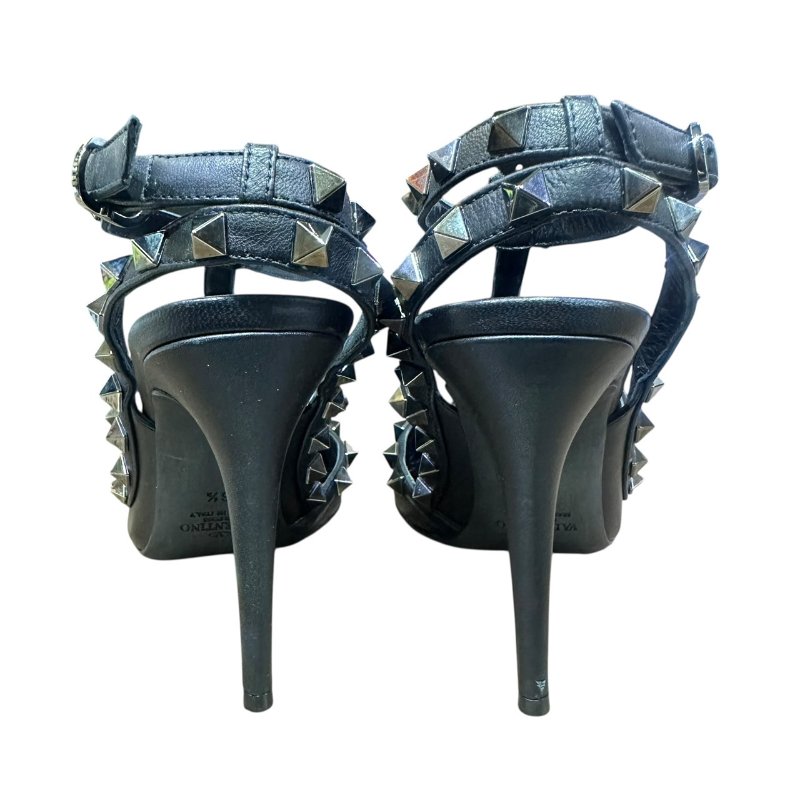 【美收精品】VALENTINO黑色鉚釘尖頭細根鞋 4-667-5