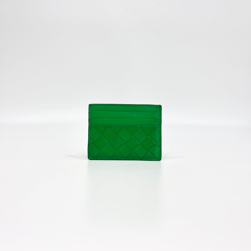BV綠色牛皮編織卡包749449-1