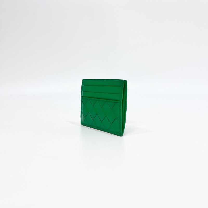 BV綠色牛皮編織卡包749449-4