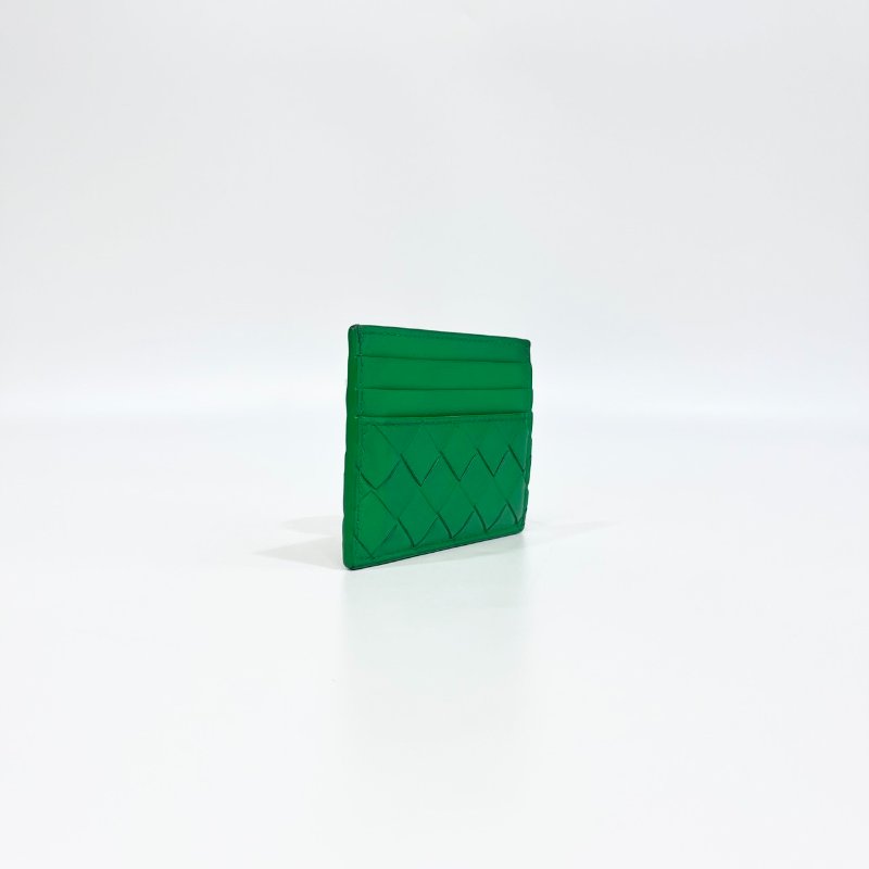 BV綠色牛皮編織卡包749449-5