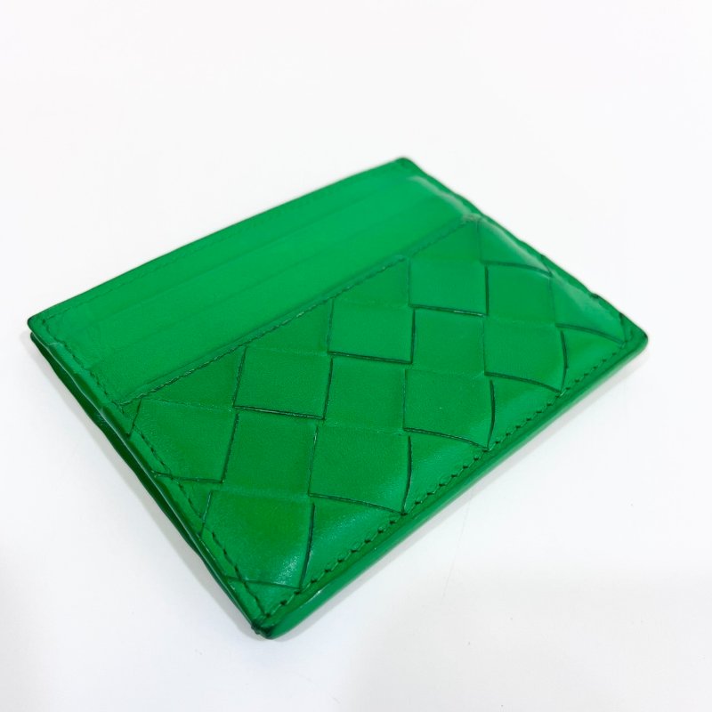 BV綠色牛皮編織卡包749449-8