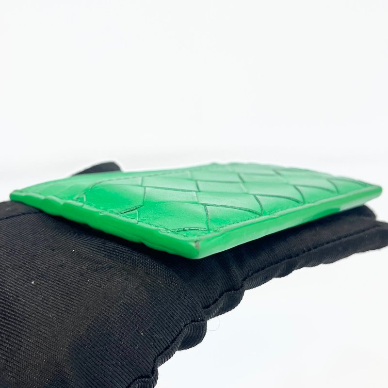 BV綠色牛皮編織卡包749449-9