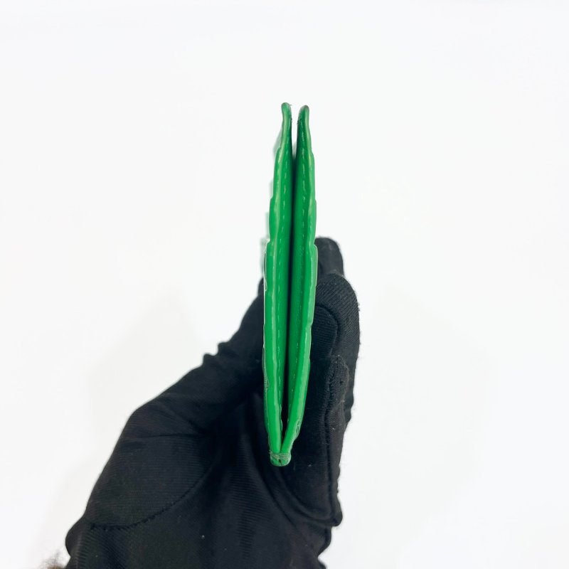 BV綠色牛皮編織卡包749449-11