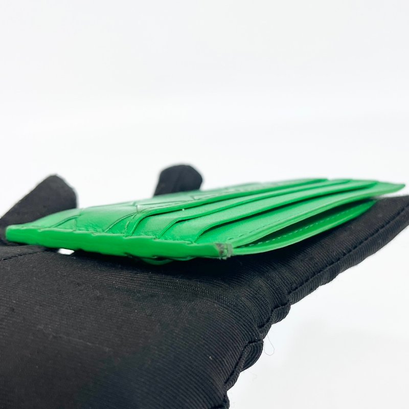 BV綠色牛皮編織卡包749449-13