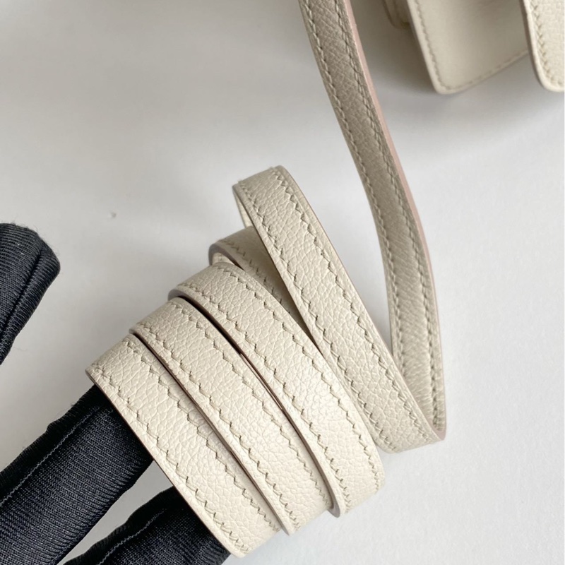 🌈Hermes🧡Mini Roulis 19🧡8L冰川白淡金扣🌈99新🌟evercolor皮🌟Stamp B🌟-6