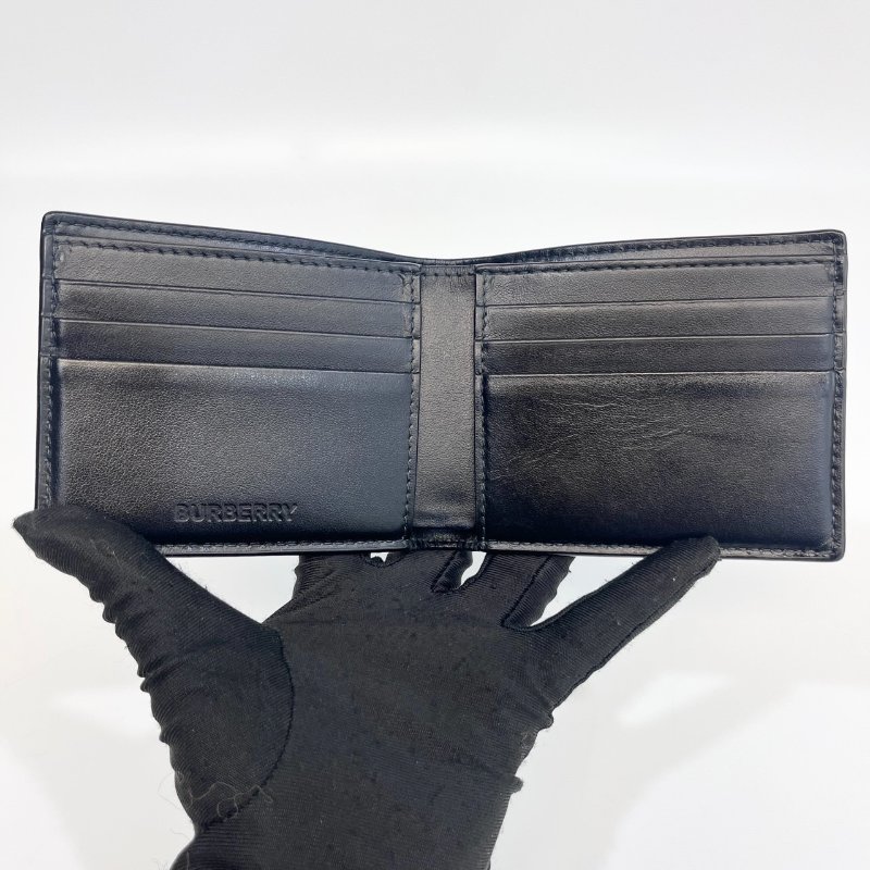 Burberry炭灰色小牛皮6卡對開短夾81005291-8