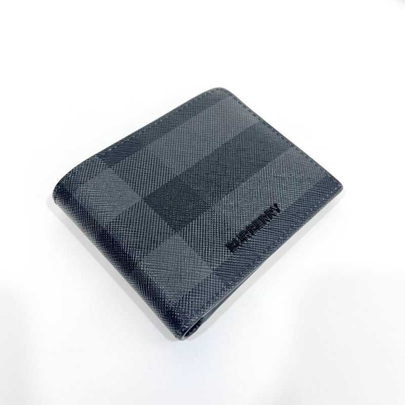 Burberry炭灰色小牛皮6卡對開短夾81005291-9