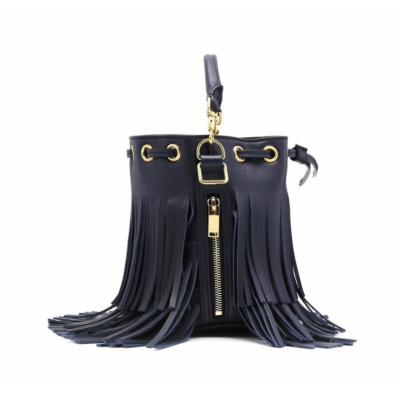 SAINT LAURENT Emmanuel Fringe 水桶包 深藍色 357603 BOO0J 4147-3
