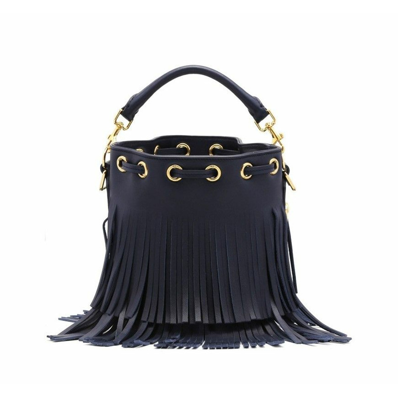 SAINT LAURENT Emmanuel Fringe 水桶包 深藍色 357603 BOO0J 4147-13