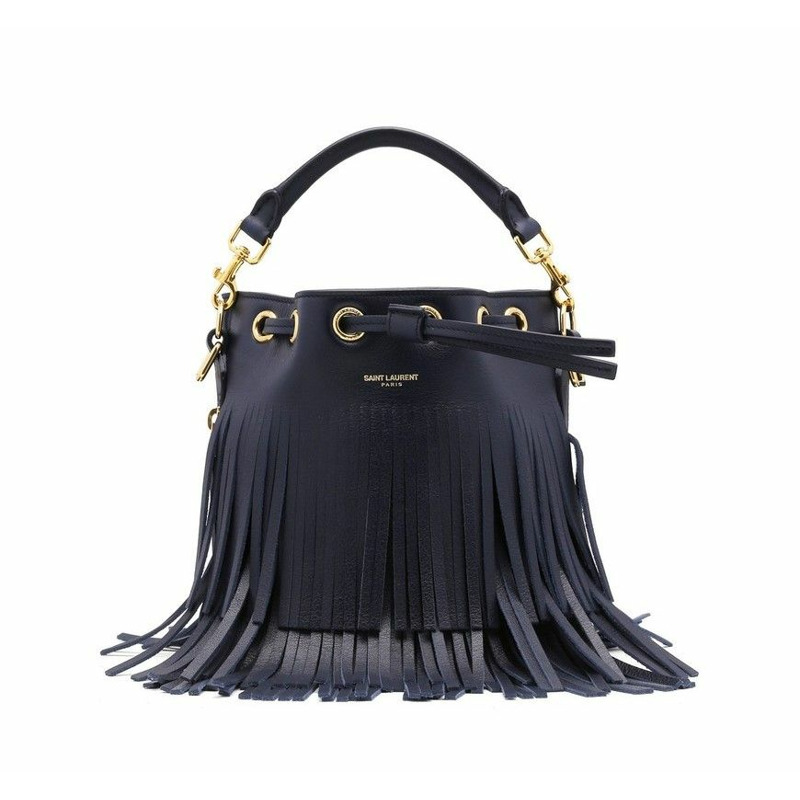 SAINT LAURENT Emmanuel Fringe 水桶包 深藍色 357603 BOO0J 4147-10