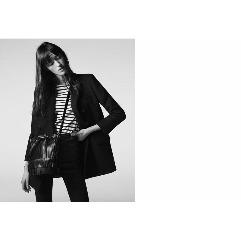 SAINT LAURENT Emmanuel Fringe 水桶包 深藍色 357603 BOO0J 4147-15