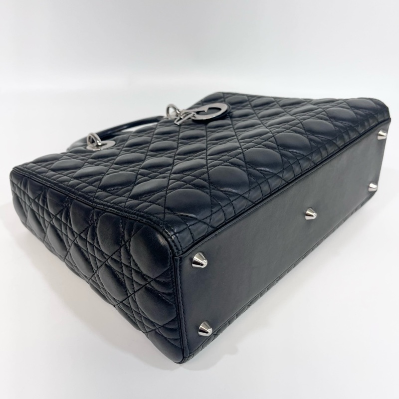 🖤迪奧Vintage黛妃DIOR黑色羊皮銀釦Lady Dior Large大號7格黛妃包-15