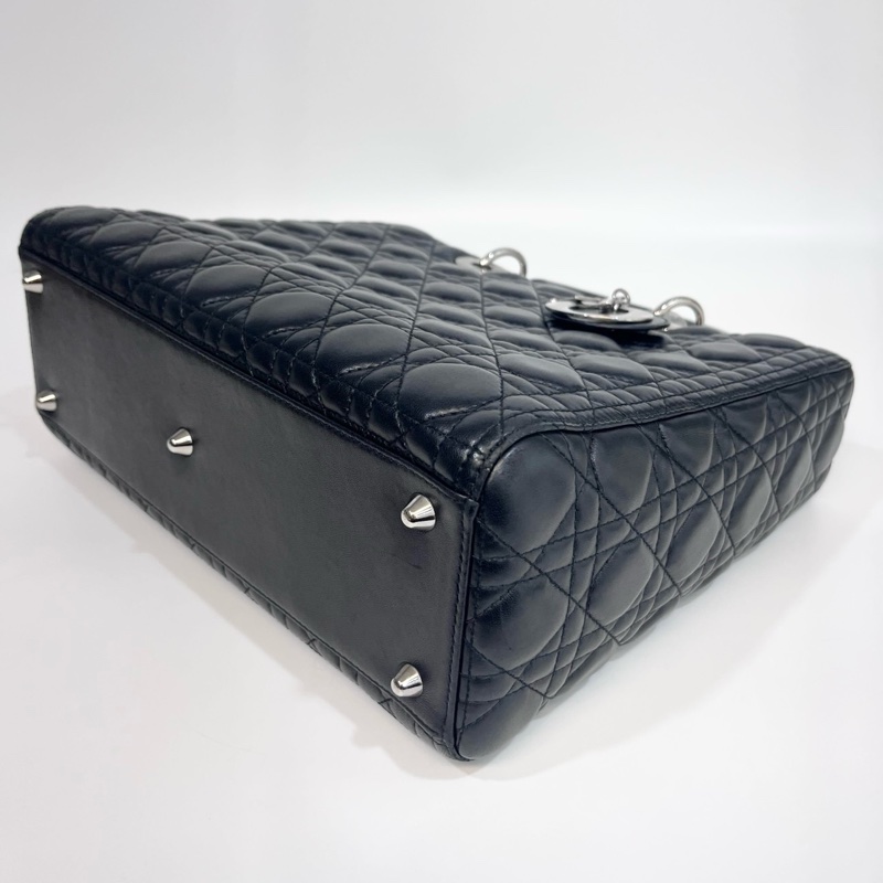 🖤迪奧Vintage黛妃DIOR黑色羊皮銀釦Lady Dior Large大號7格黛妃包-16