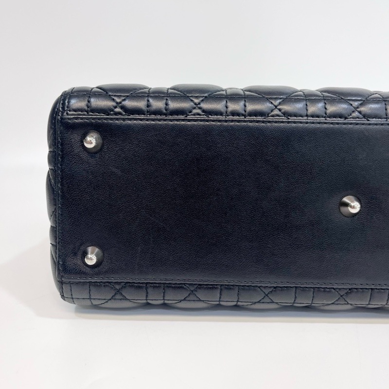 🖤迪奧Vintage黛妃DIOR黑色羊皮銀釦Lady Dior Large大號7格黛妃包-17