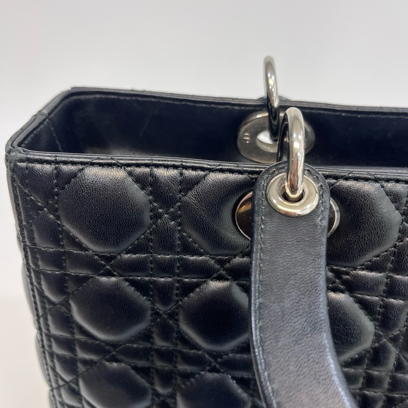 🖤迪奧Vintage黛妃DIOR黑色羊皮銀釦Lady Dior Large大號7格黛妃包-27