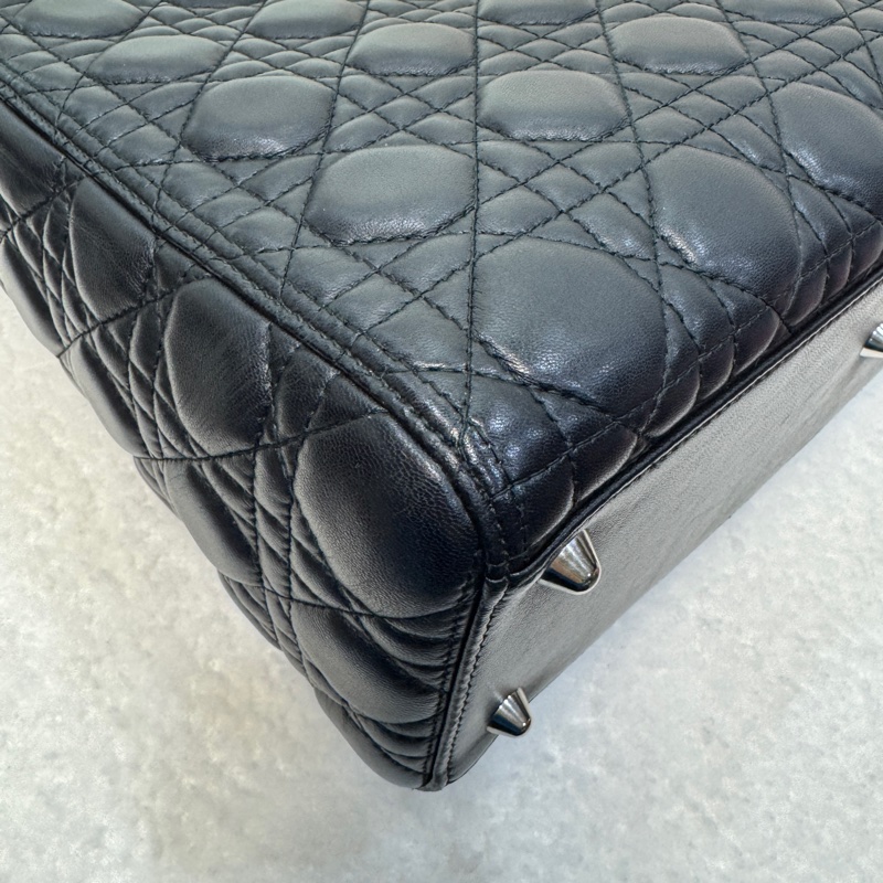 🖤迪奧Vintage黛妃DIOR黑色羊皮銀釦Lady Dior Large大號7格黛妃包-21