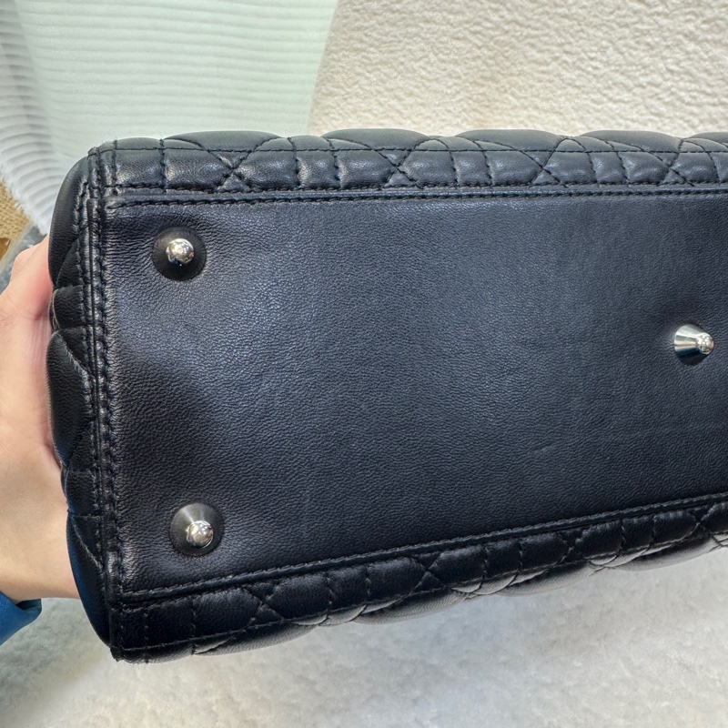 🖤迪奧Vintage黛妃DIOR黑色羊皮銀釦Lady Dior Large大號7格黛妃包-33