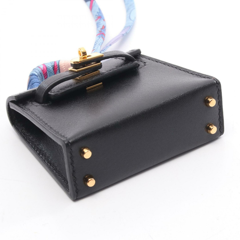 HERMES Kelly Twilly 吊飾 Vota De Lacto 絲綢 Vota De Lacto 黑色 藍色 多色 二手女式-5