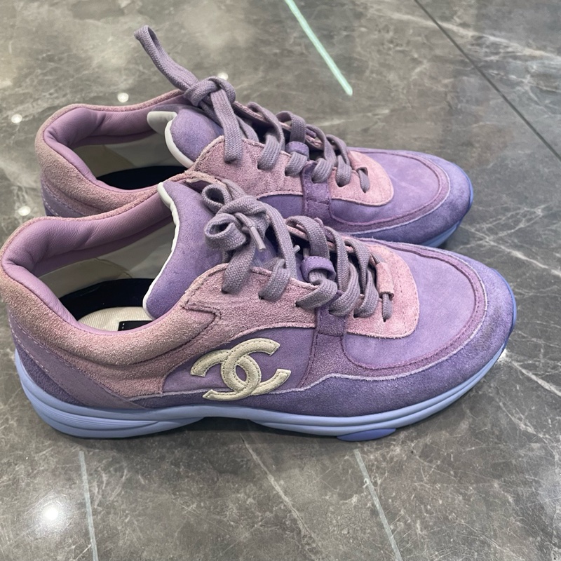 香奈兒/Chanel 紫色翻毛運動雙c休閒鞋 尺碼37  97新-2