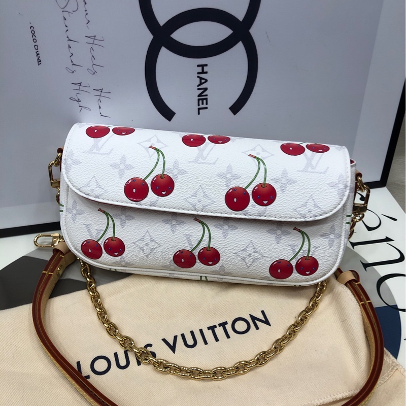 LV 村上隆联名 樱桃 ivy链条包 芯片款-0
