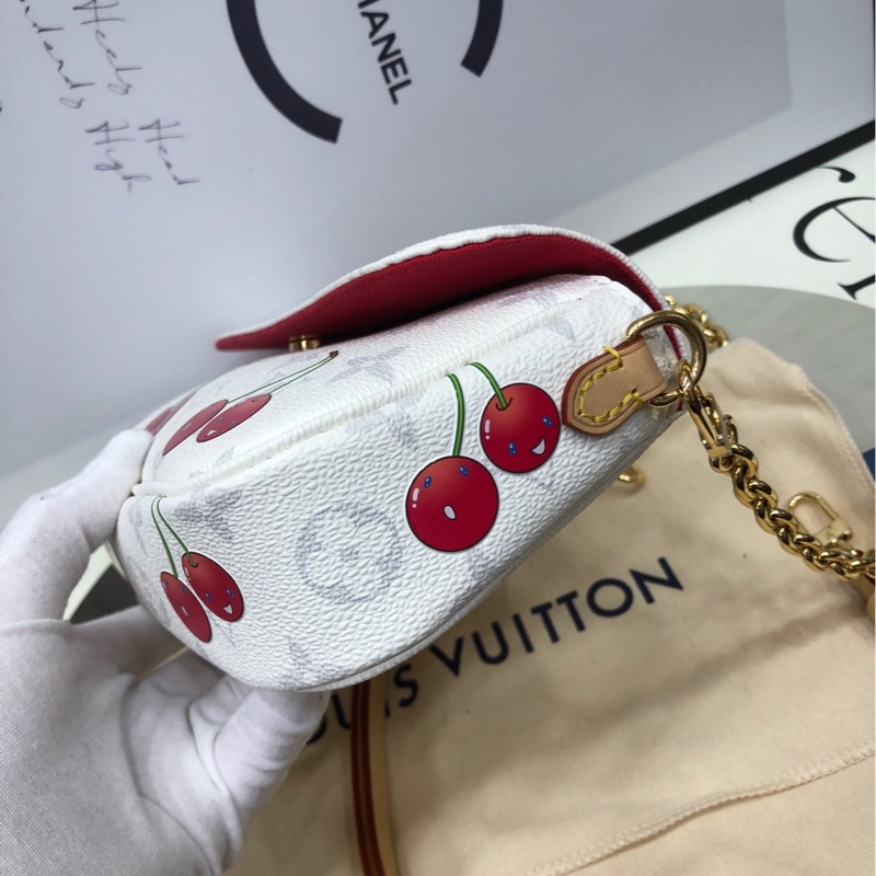 LV 村上隆联名 樱桃 ivy链条包 芯片款-4