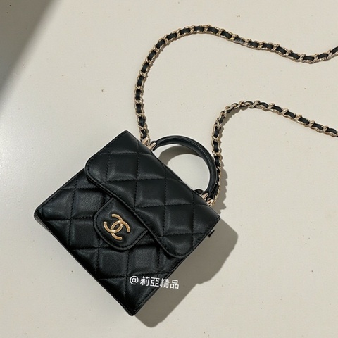 莉亞精品♡Chanel AP2682 迷你手把小廢包 黑 二手