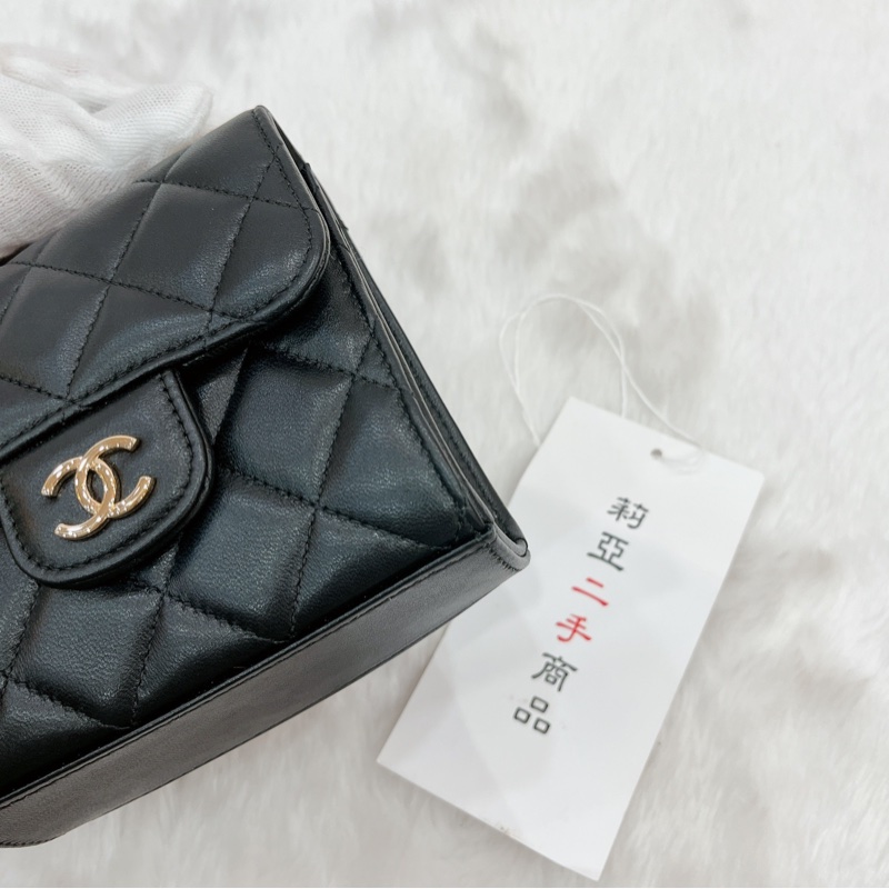 莉亞精品♡Chanel AP2682 迷你手把小廢包 黑 二手-12