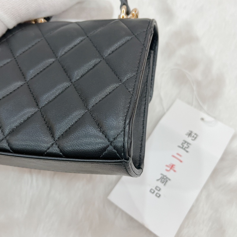 莉亞精品♡Chanel AP2682 迷你手把小廢包 黑 二手-14