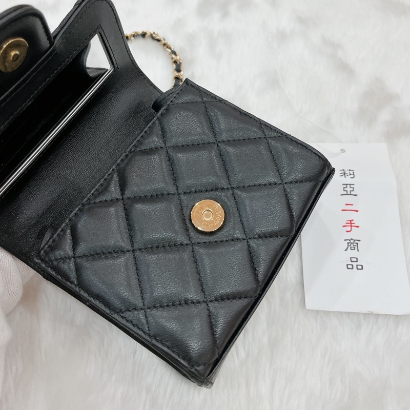 莉亞精品♡Chanel AP2682 迷你手把小廢包 黑 二手-17