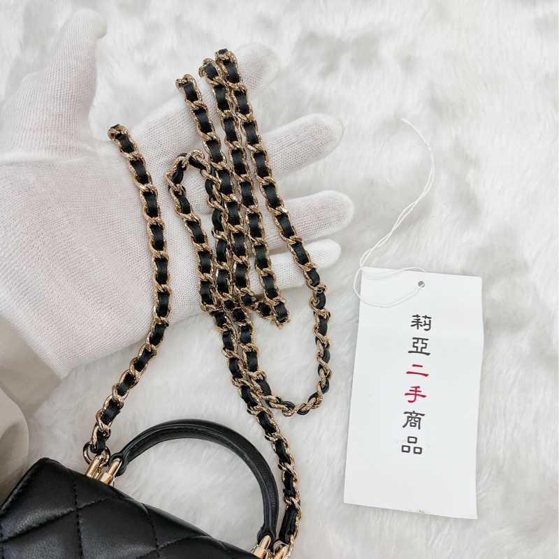 莉亞精品♡Chanel AP2682 迷你手把小廢包 黑 二手-22