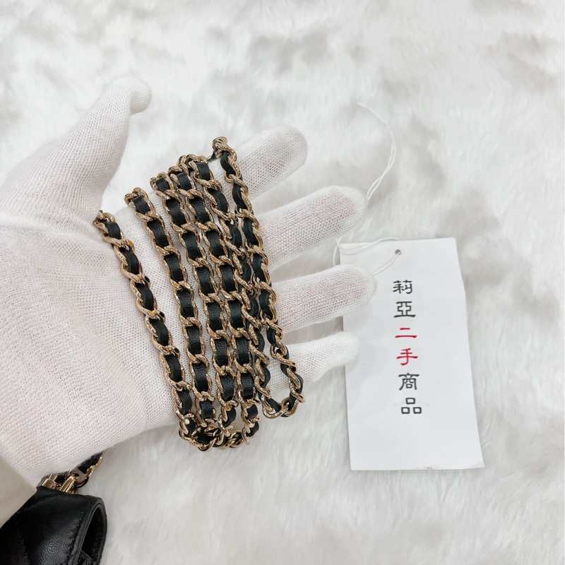 莉亞精品♡Chanel AP2682 迷你手把小廢包 黑 二手-23