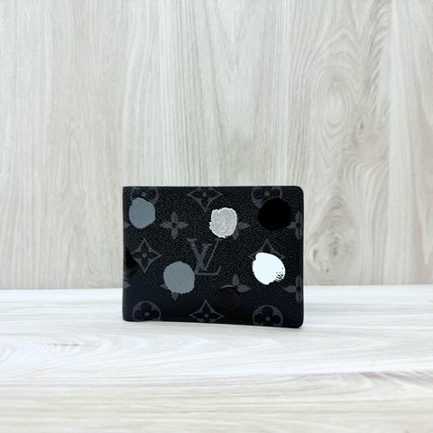 LV黑灰原花草間彌生波點短夾M81931