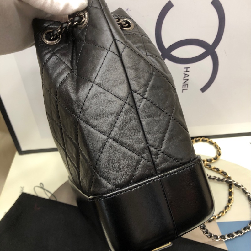 Chanel 香奈儿黑银流浪包 双肩包 30开有卡-4