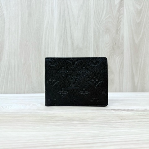 LV黑牛皮壓紋shadow對開Multiple短夾M62901