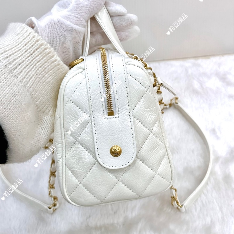 莉亞精品♡Chanel AS5578 白色保齡球包 全新閒置品-8