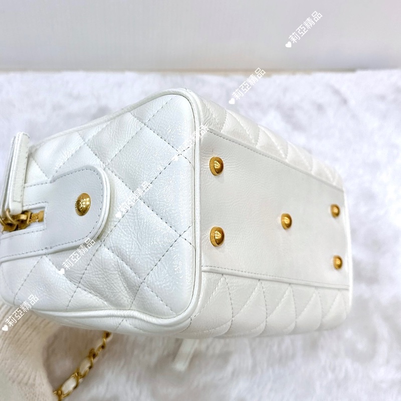 莉亞精品♡Chanel AS5578 白色保齡球包 全新閒置品-11