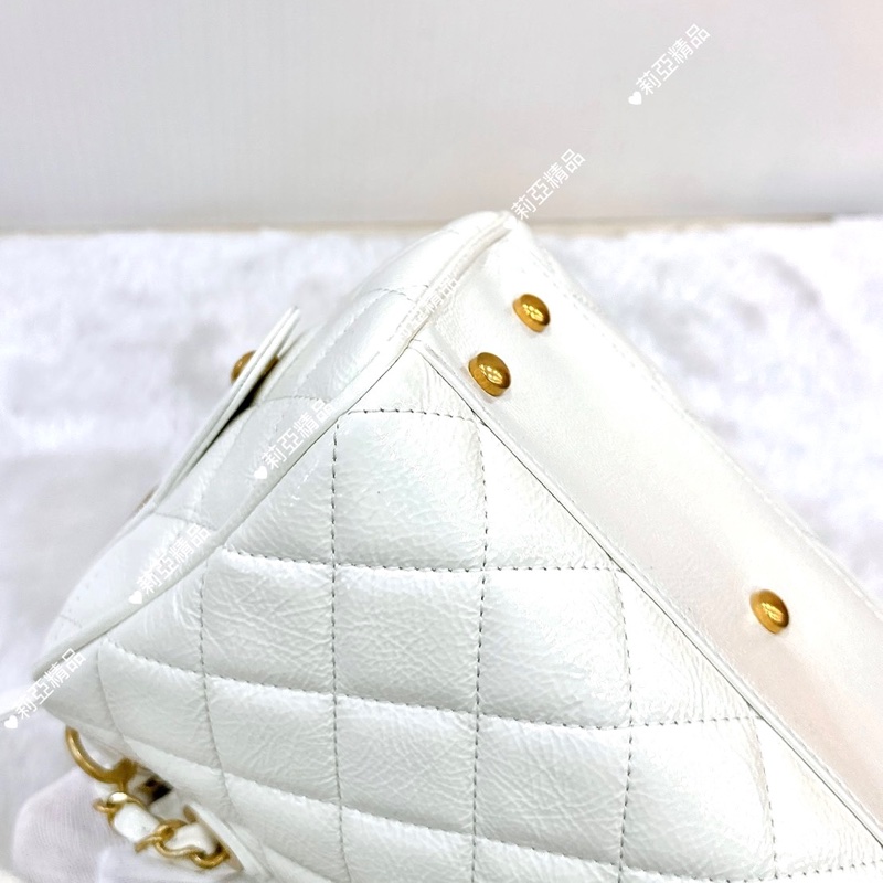 莉亞精品♡Chanel AS5578 白色保齡球包 全新閒置品-13