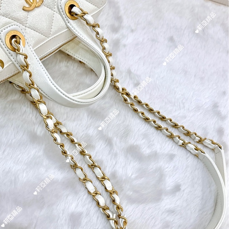 莉亞精品♡Chanel AS5578 白色保齡球包 全新閒置品-17