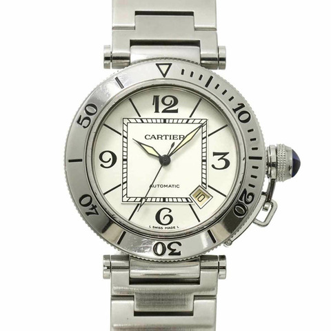 卡地亞 Pasha Seatimer W31080M7 男士腕錶，附日期顯示，銀色，自動上鍊機芯